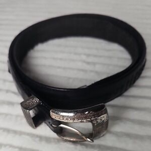 Onyx Mens Braided Leather Western Belt 34 Black Vintage Cowboy Southwestern